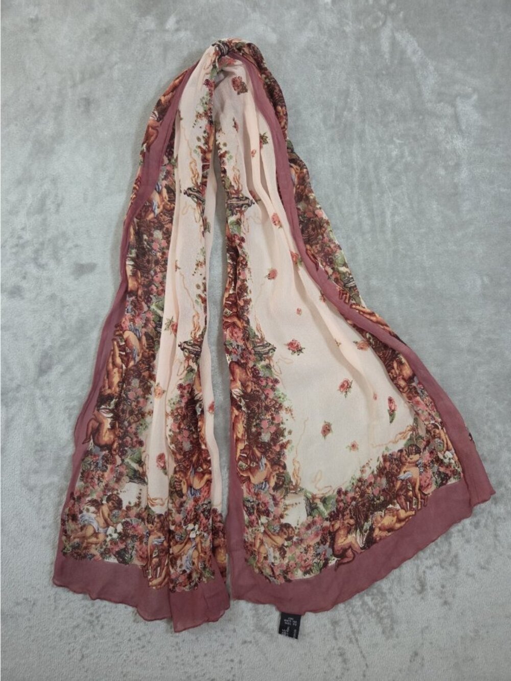 ALL THAT GLITTERS San Francisco Botticelli Cherub Georgette Scarf 18X65